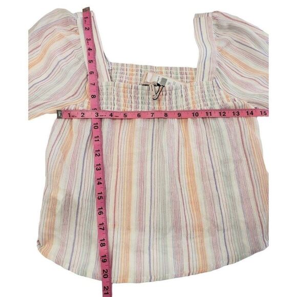 BCBGeneration Cotton Blouse Top Women's XXS 2XS White Green Purple Long-Sleeve - Picture 7 of 12